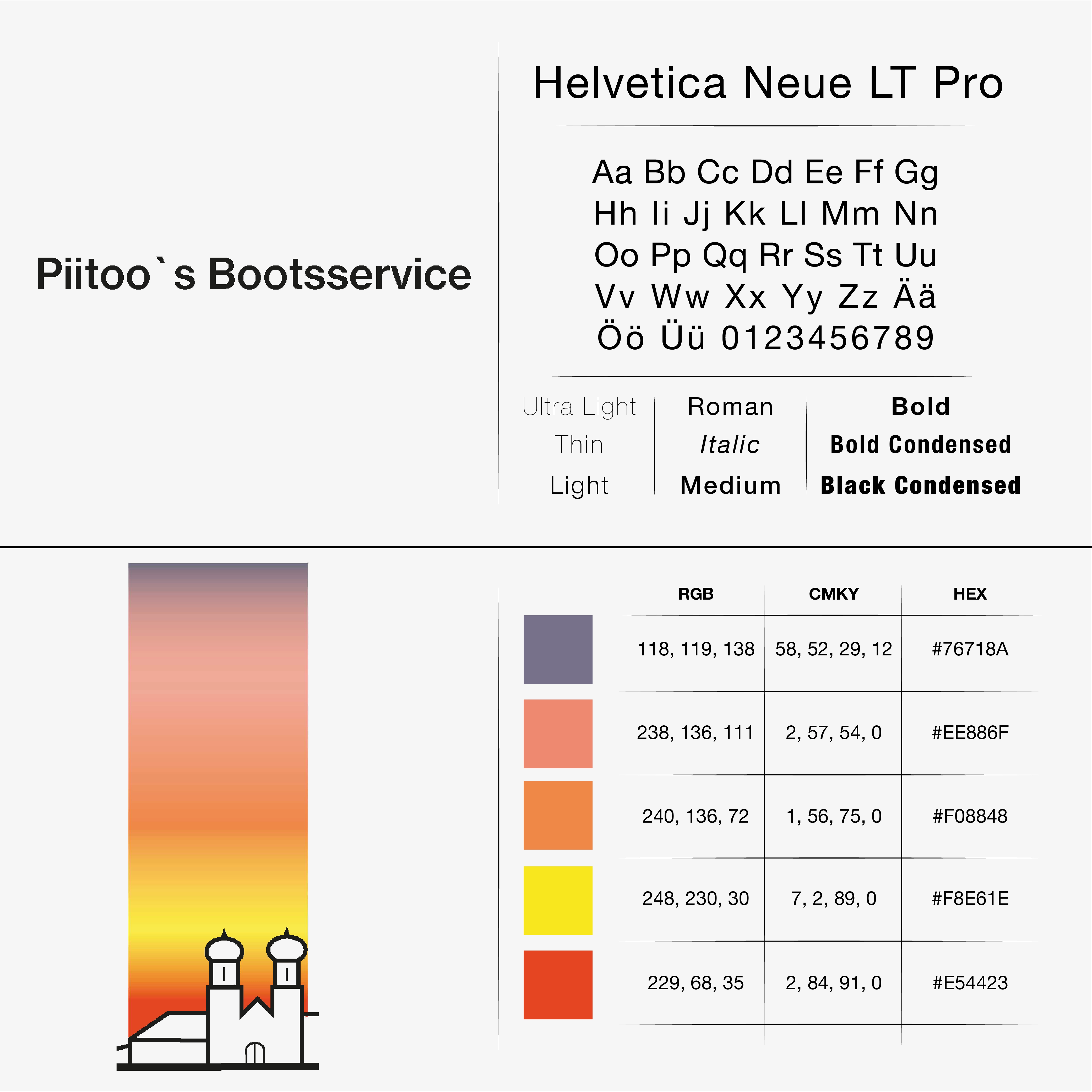 Typografie und Farbpalette für Piitoo’s Bootsservice